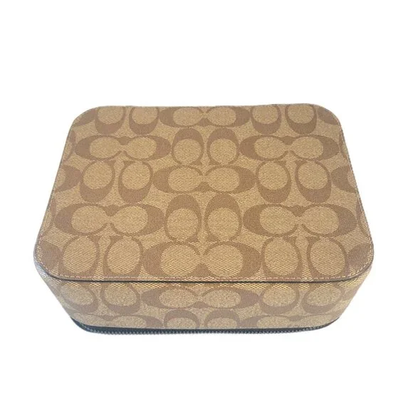 Coach CE700 Tech Organizer Signature Colorblock Khaki Black Travel Zip Case - Picture 5 of 6